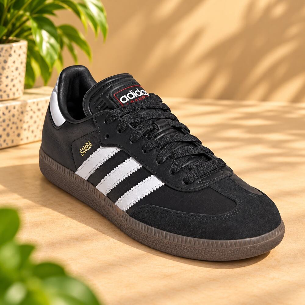 NWT Adidas Unisex-Kid's Samba Indoor, Black/None/None, 2